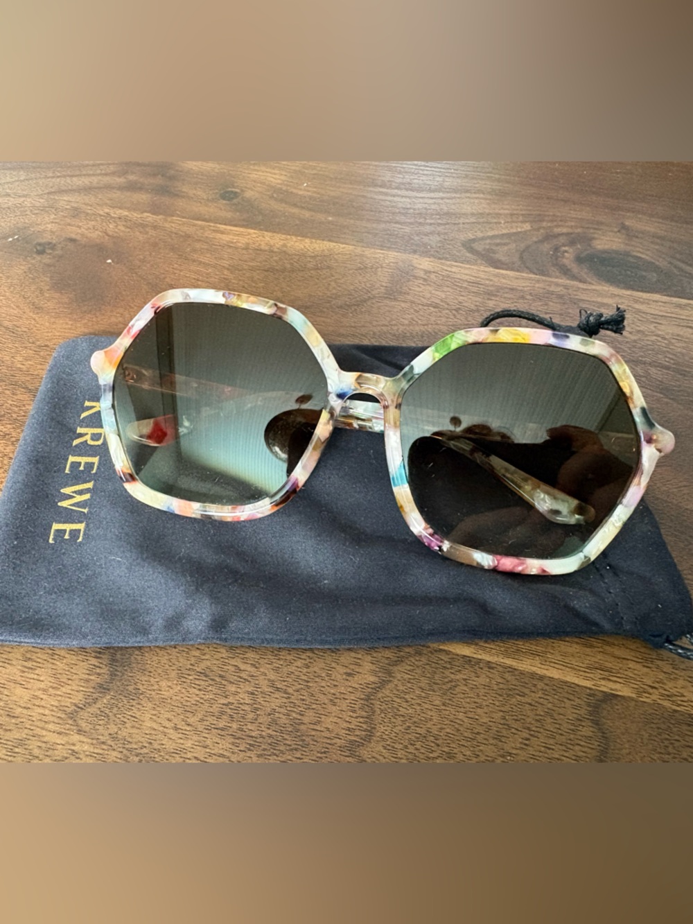 KREWE Floral Multicolor Hexagon Sunglasses